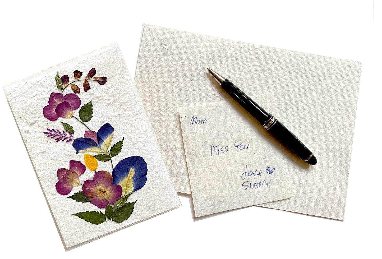 Handmade Mulberry Paper Greeting Card 5x7 Inch Random Pack (3 Butterfly Blue Pea)