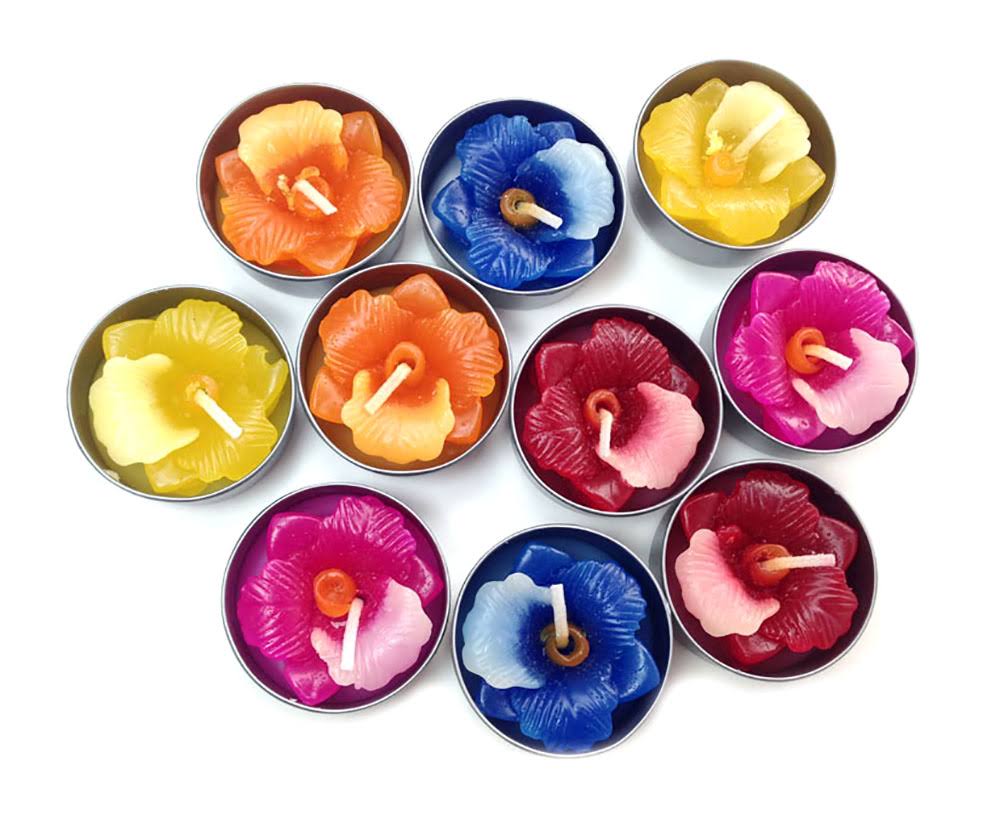 Orchid Cattleya Flower Set of 10 Tealight Candles (Blue)