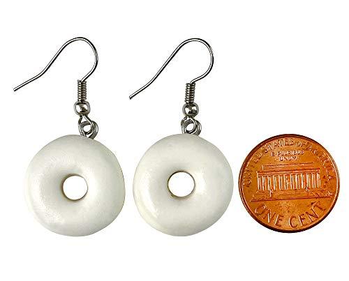 Handmade Doughnut Earrings Food Miniature Donut Earring in RANDOM COLOR Giftbox - White