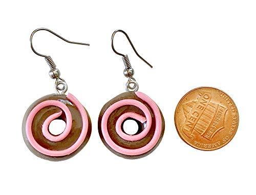 Handmade Doughnut Earrings Food Miniature Donut Earring in RANDOM COLOR Giftbox - Chocolate Swirl