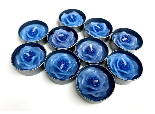 Dahlia Wild Flower Set of 10 Tealight Candles ( Blue )