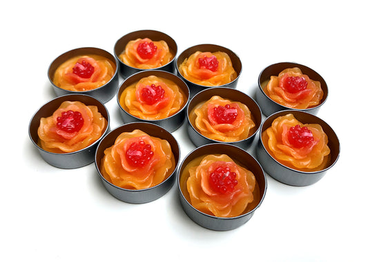 Dahlia Wild Flower Set of 10 Tealight Candles ( Orange )