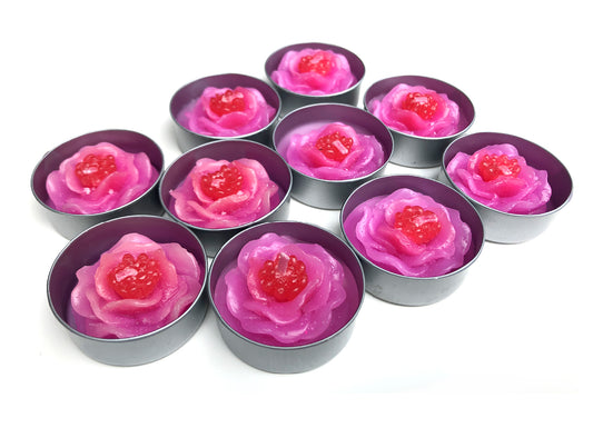 Dahlia Wild Flower Set of 10 Tealight Candles (PINK)
