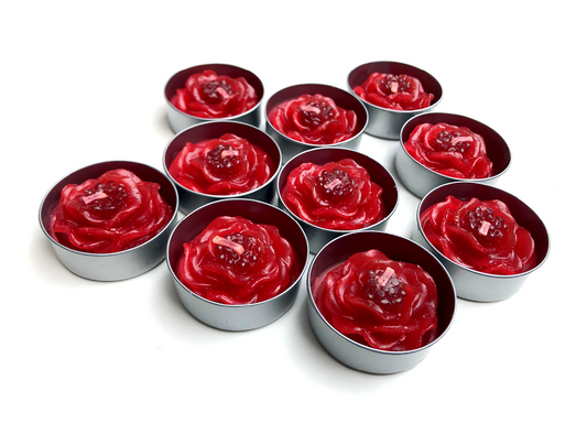 Dahlia Wild Flower Set of 10 Tealight Candles (RED)