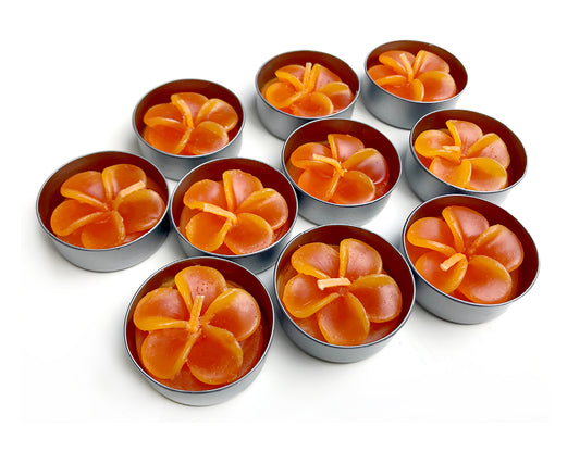 Plumeria Hawaiian Flower Set of 10 Tealight Candles (Orange)