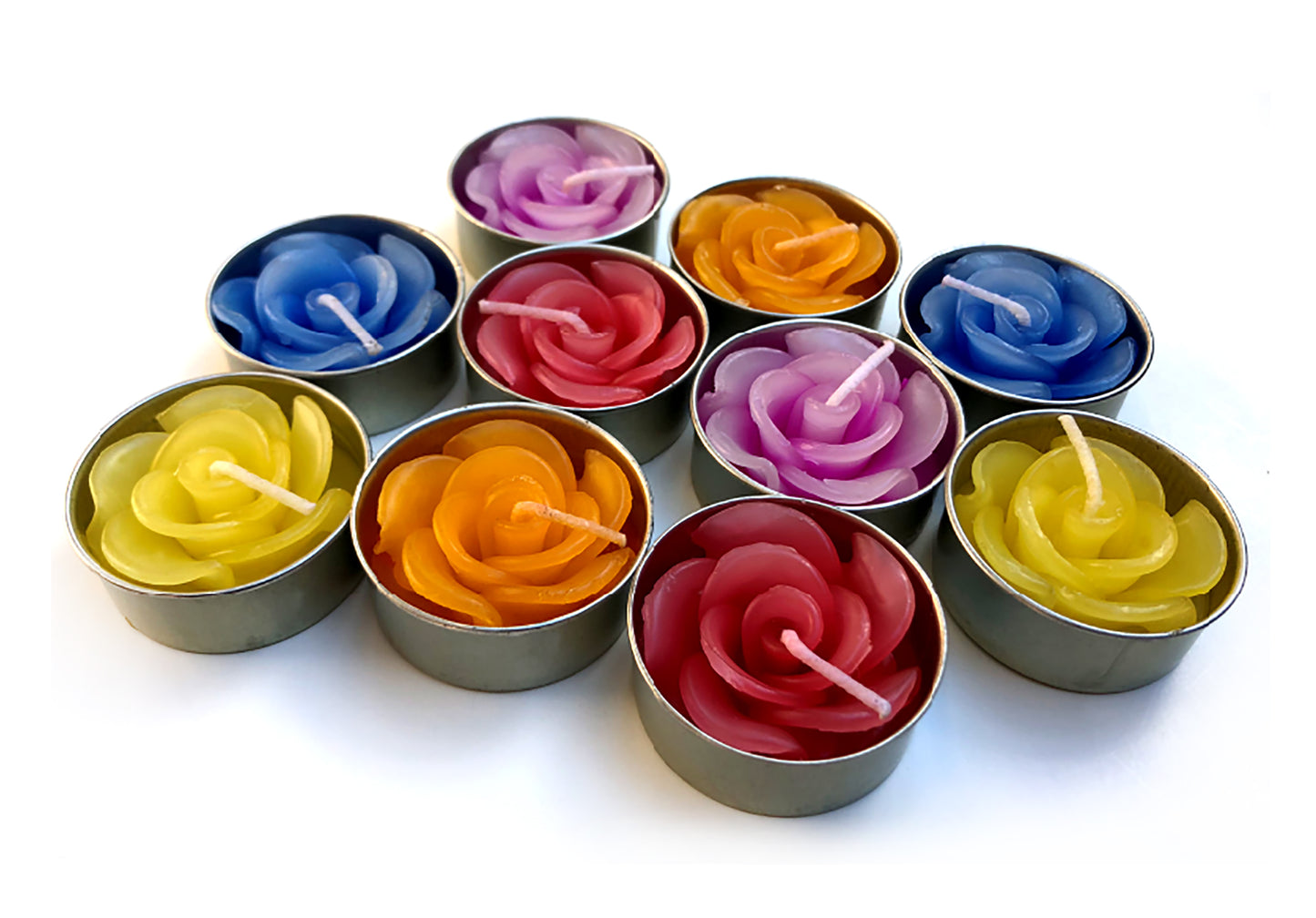 ROSA Flower Set of 10 Tealight Candles (Multi-Color)
