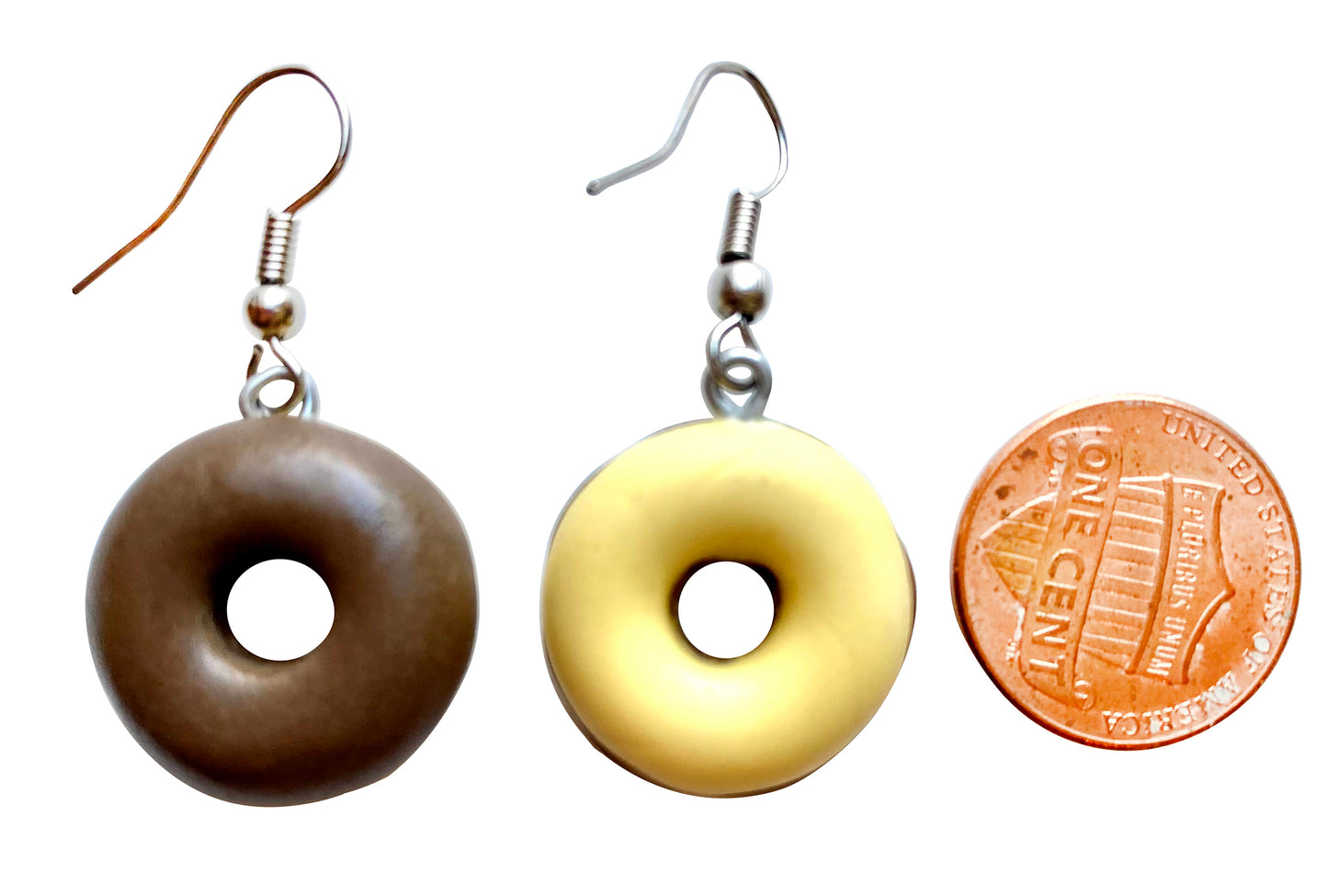Handmade Doughnut Earrings Food Miniature Donut Earring in RANDOM COLOR Giftbox - Chocolate