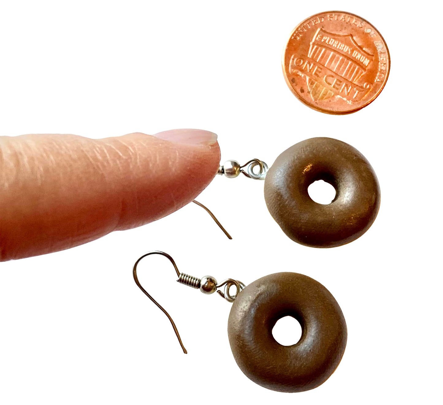 Handmade Doughnut Earrings Food Miniature Donut Earring in RANDOM COLOR Giftbox - Chocolate