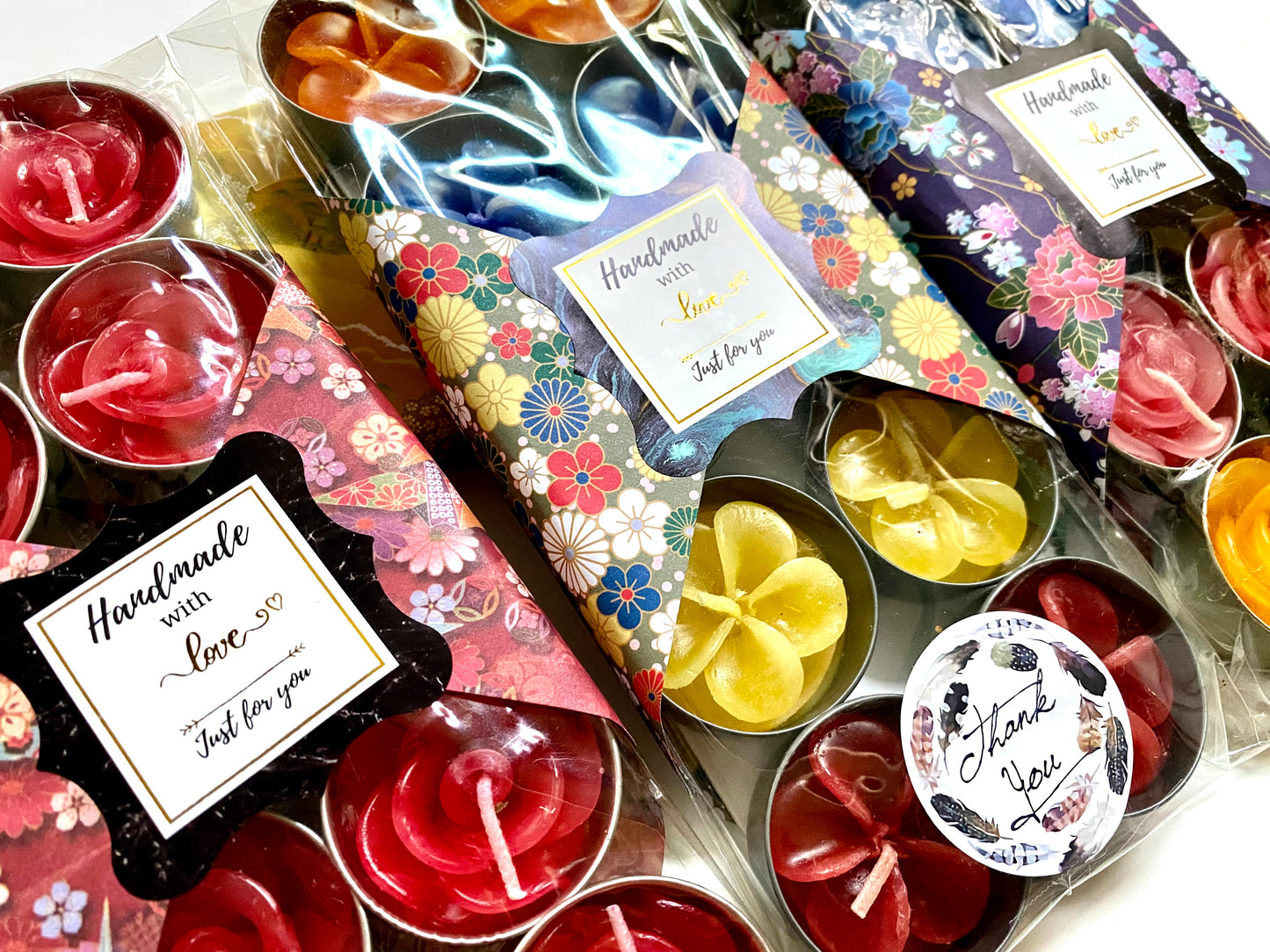 Hibiscus Hawaiian Flower Set of 10 Tealight Candles  (Multi-Color)