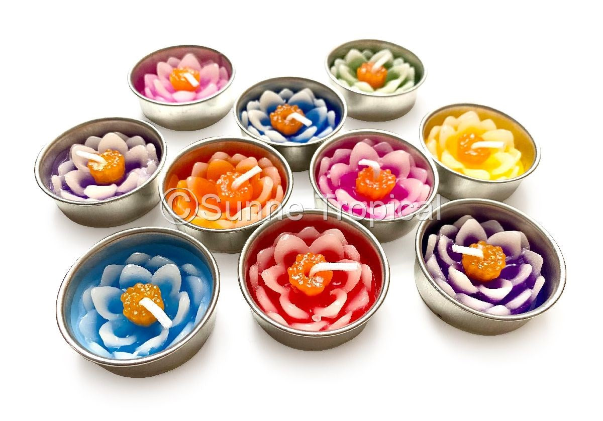 Lotus Flower Set of 10 Tealight Candles  (Pink)