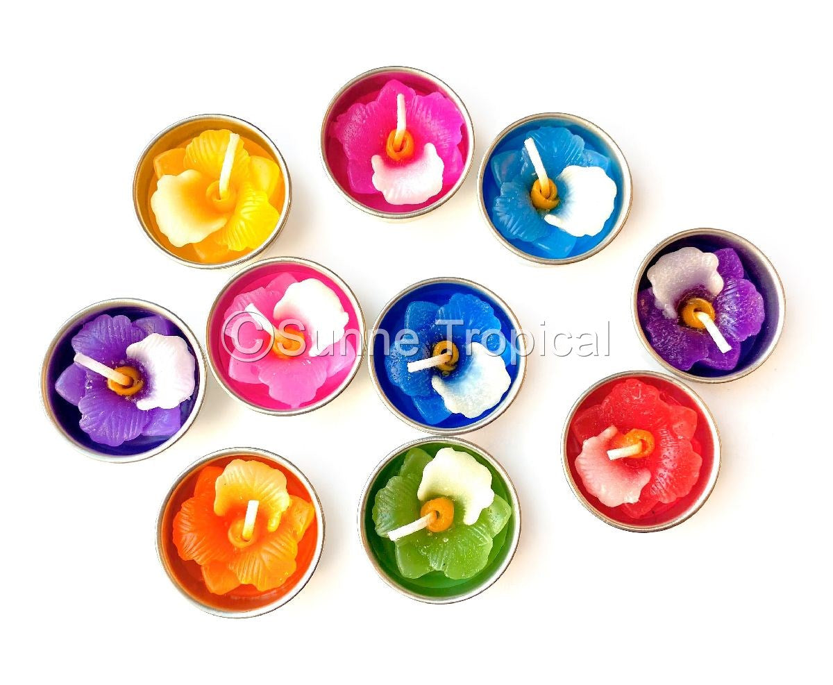 Orchid Cattleya Flower Set of 10 Tealight Candles  (Multi-Color)