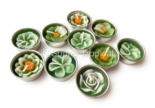 Assort Surprise Pack Flowers Set of 10 Tealight Candles (Green)