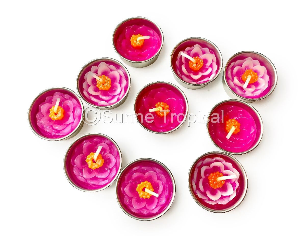 Lotus Flower Set of 10 Tealight Candles  (Pink)
