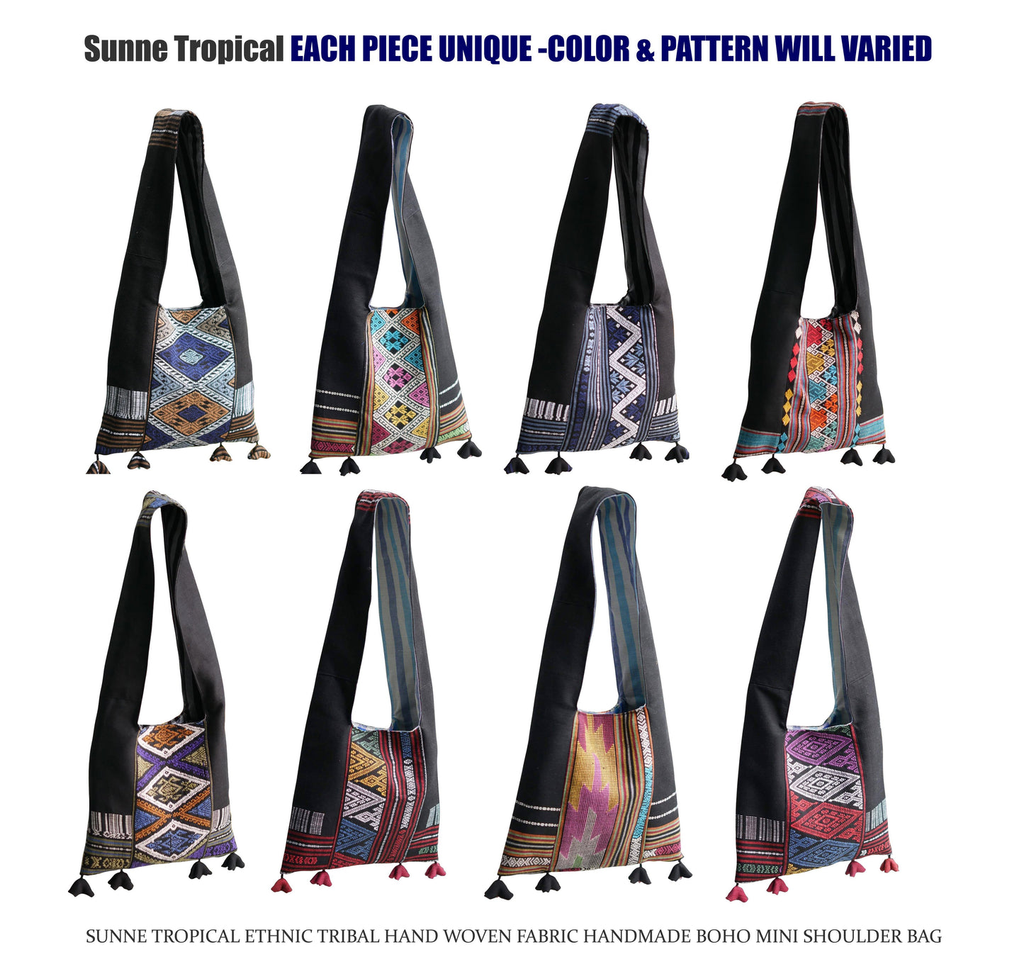 Handwoven Hand-dyed Handmade ETHNICS MINI shoulder bag tote bag Sunne Tropical - NAVY BLUE