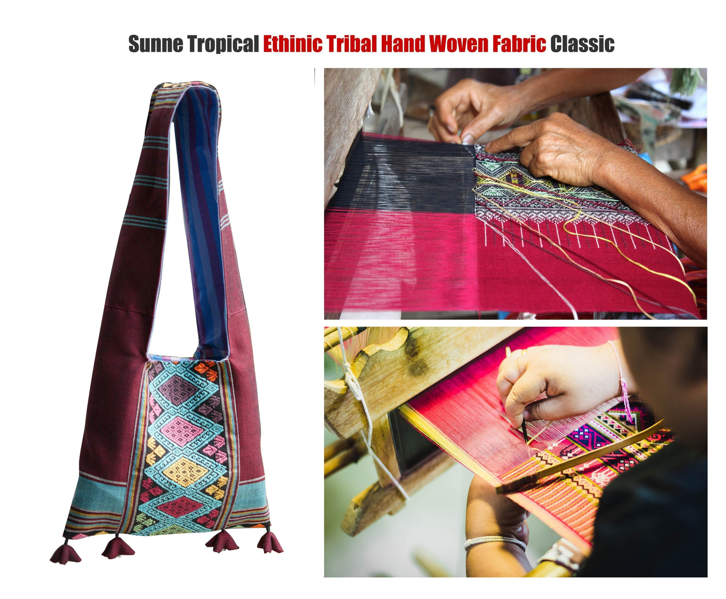 Handwoven Hand-dyed (1) Handmade PRAE-WA MINI shoulder bag tote bag Sunne Tropical - ASK GREY