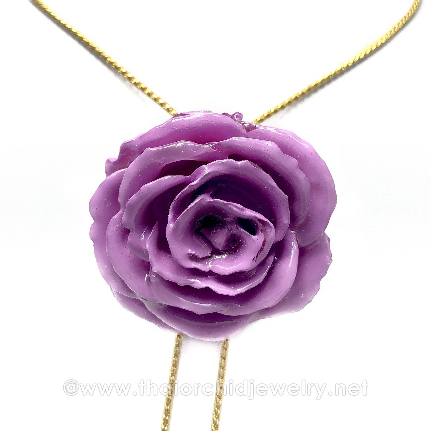 Mini Rose Mini 1.5-2.25 inch Pendant Necklace 18 inch Gold Plated 24K (Purple Lilac)