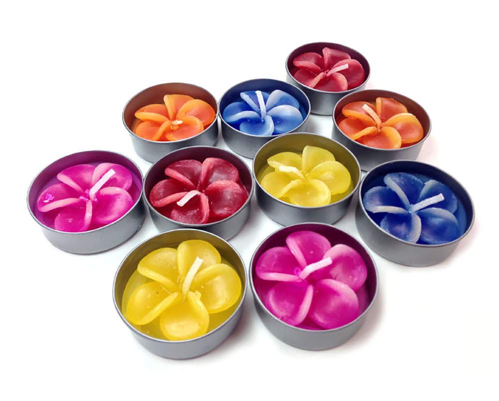 Plumeria Hawaiian Flower Set of 10 Tealight Candles (PINK)