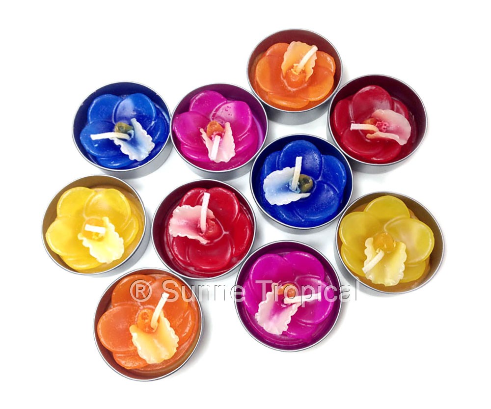 Orchid Vanda Flower Set of 10 Tealight Candles (Pink)