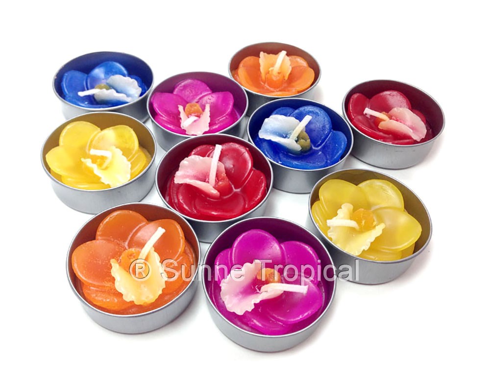 Orchid Vanda Flower Set of 10 Tealight Candles (Multi-Color)