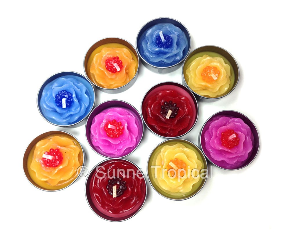 Dahlia Wild Flower Set of 10 Tealight Candles (RED)
