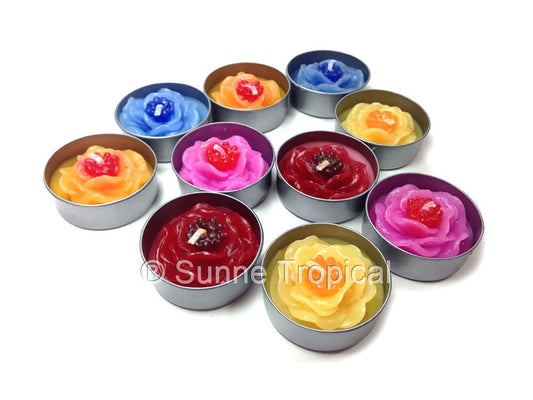 Dahlia Wild Flower Set of 10 Tealight Candles ( MULTI-COLOR )