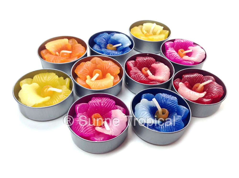 Orchid Cattleya Flower Set of 10 Tealight Candles  (Multi-Color)