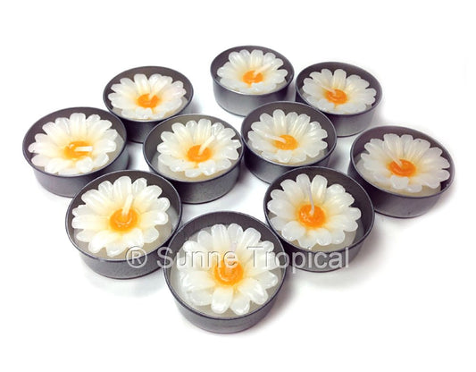 Daisy Flower Set of 10 Tealight Candles (White)