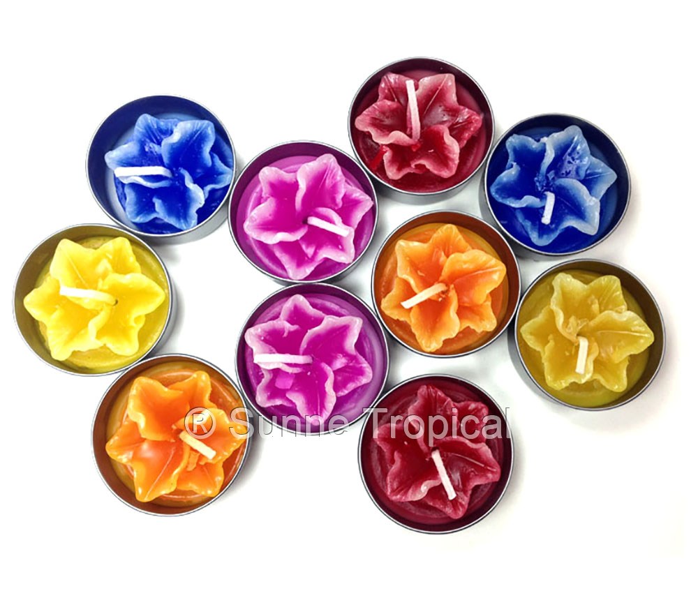Lily Flower Set of 10 Tealight Candles  (Multi-Color)