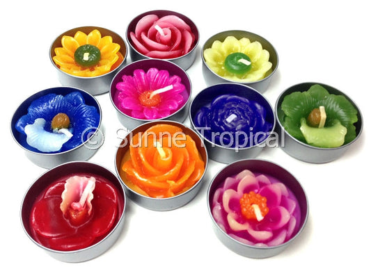 Assort Surprise Pack Flowers Set of 10 Tealight Candles (Multi-Color)
