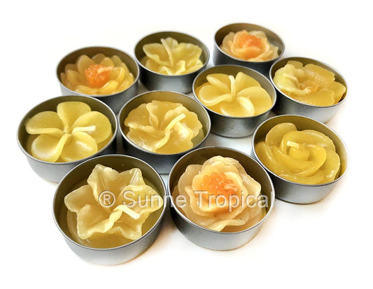 Assort Surprise Pack Flowers Set of 10 Tealight Candles (Yellow)