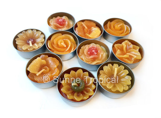 Assort Surprise Pack Flowers Set of 10 Tealight Candles (Orange)