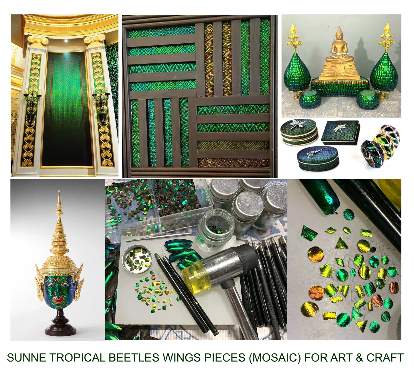 Jewel Beetle Wings UNDRILLED NO-HOLE 100 Pcs Natural Wings - Asscher Cushion 8 x 8 MM