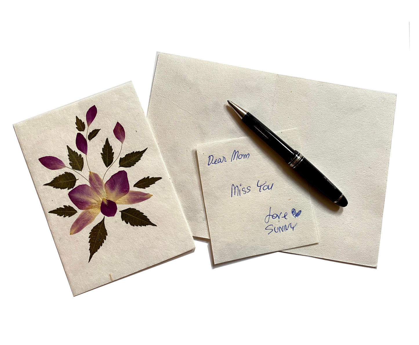 Handmade Mulberry Paper Greeting Card  5x7 Inch Random Pack (3 Orchid Sonia)