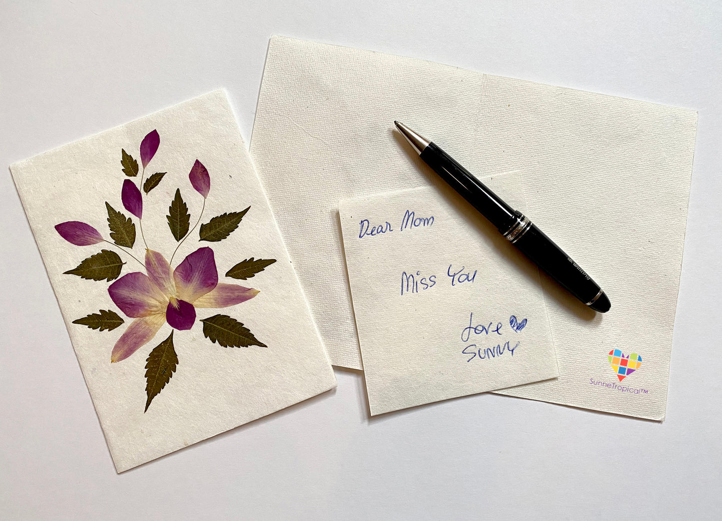 Handmade Cards 5x7 inch Real Dried Flowers Random Pack (3 Sonia Orchid)