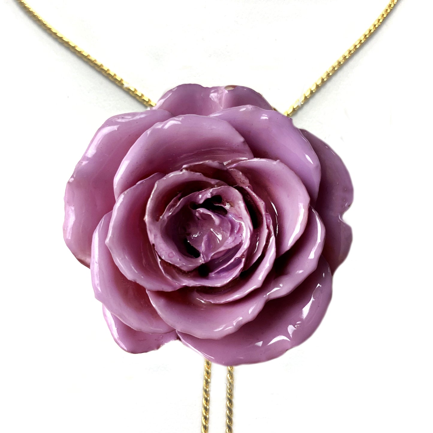 Mini Rose Mini 1.5-2.25 inch Pendant Necklace 18 inch Gold Plated 24K (Purple Lilac)
