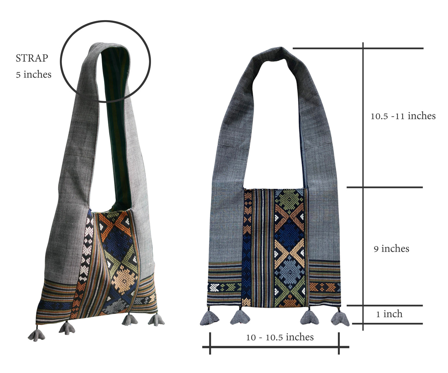 Handwoven Hand-dyed Handmade ETHNICS MINI shoulder bag tote bag Sunne Tropical - BROWN