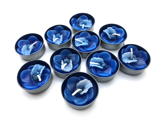 Orchid Vanda Flower Set of 10 Tealight Candles (Blue)