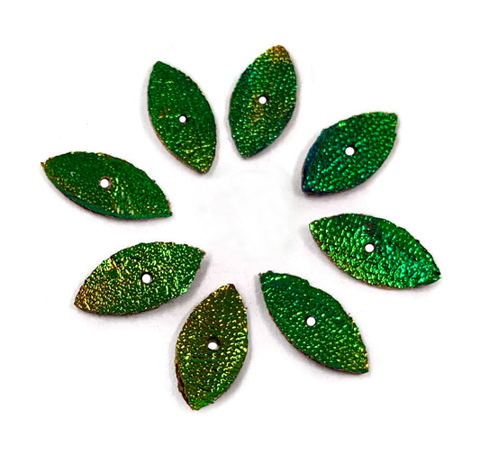 Jewel Beetle Wings DRILLED with HOLE 100 Pcs Natural Wings - Rice Grain Marquise 1 CM x 0.5 CM