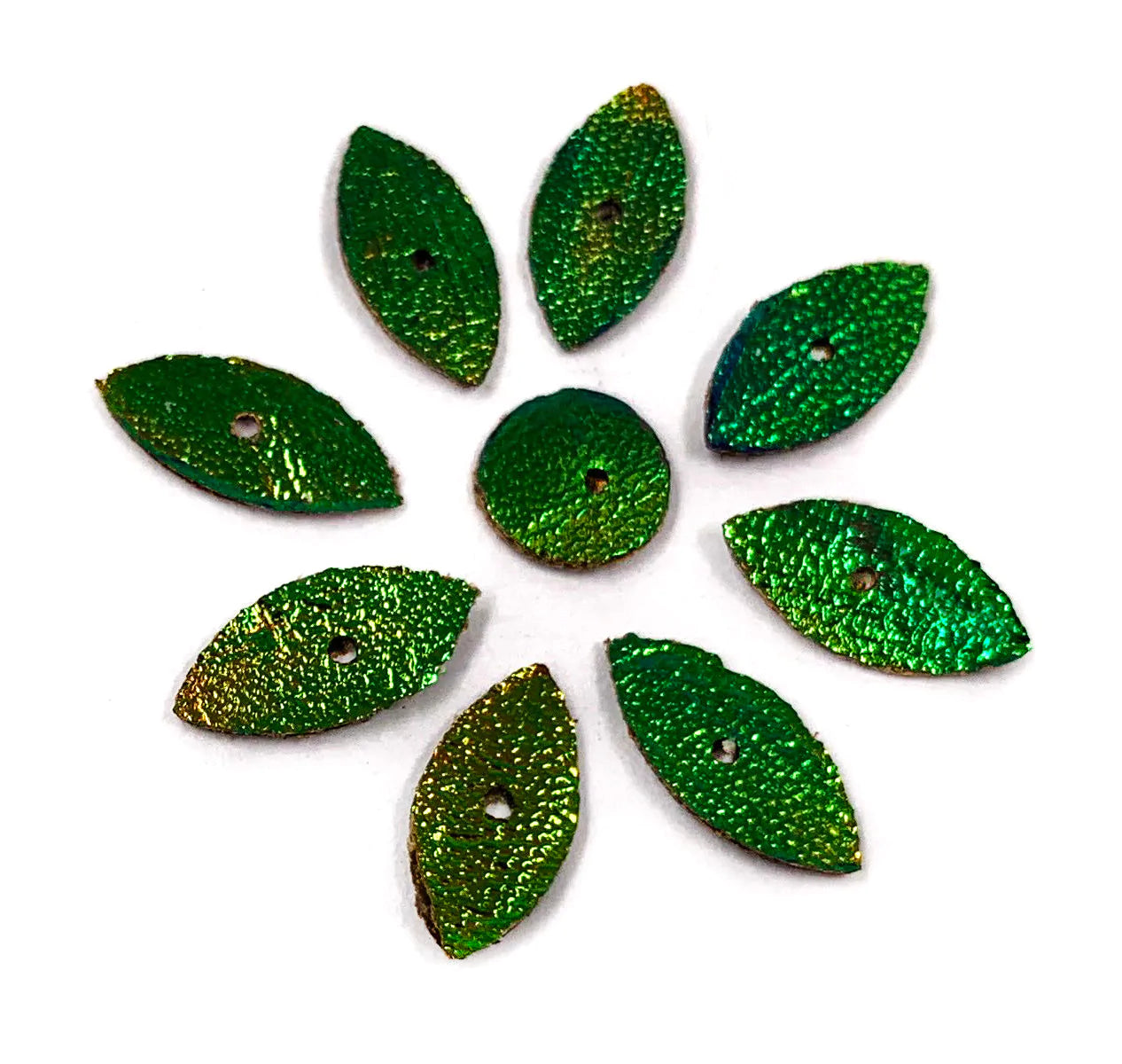 Jewel Beetle Wings DRILLED with HOLE 100 Pcs Natural Wings - Circle 8 MM