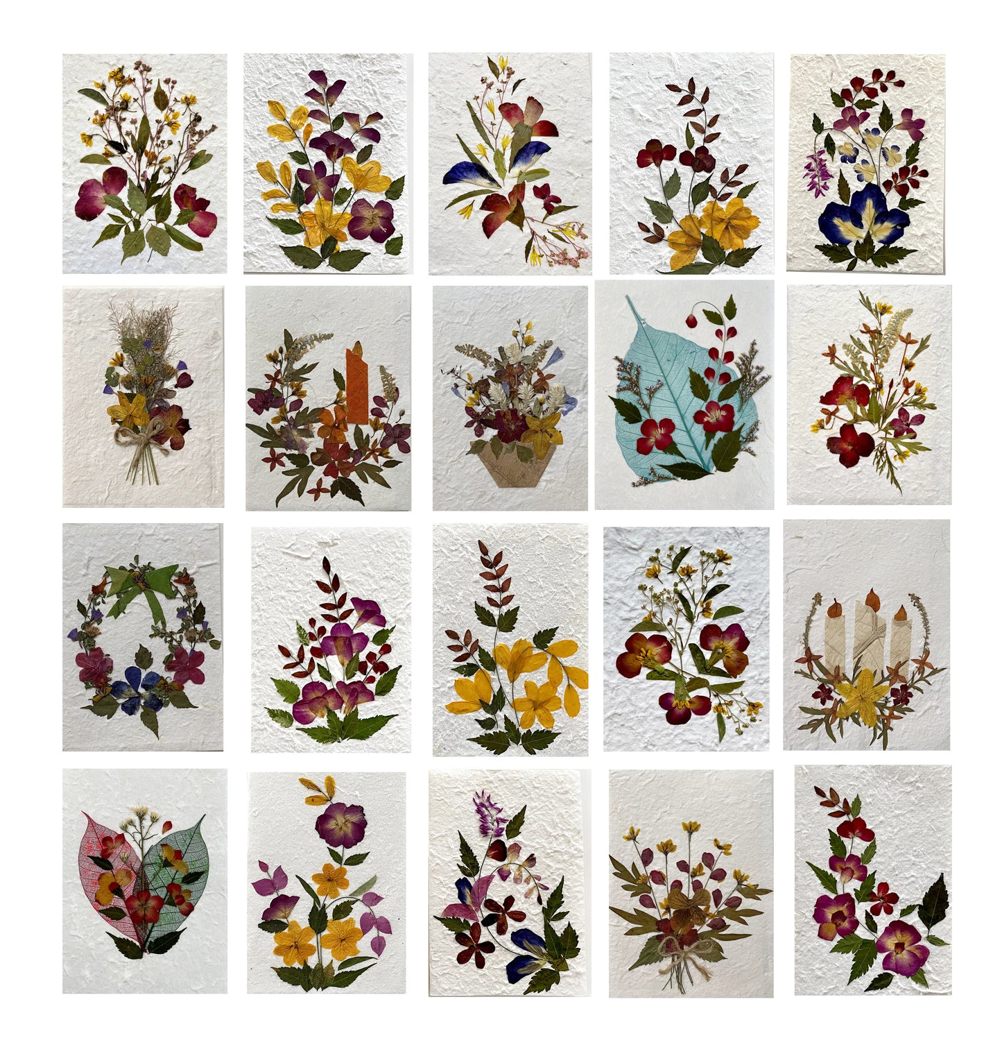 Handmade Mulberry Paper Greeting Card  5x7 Inch Random Pack (12 Surprise Cards)