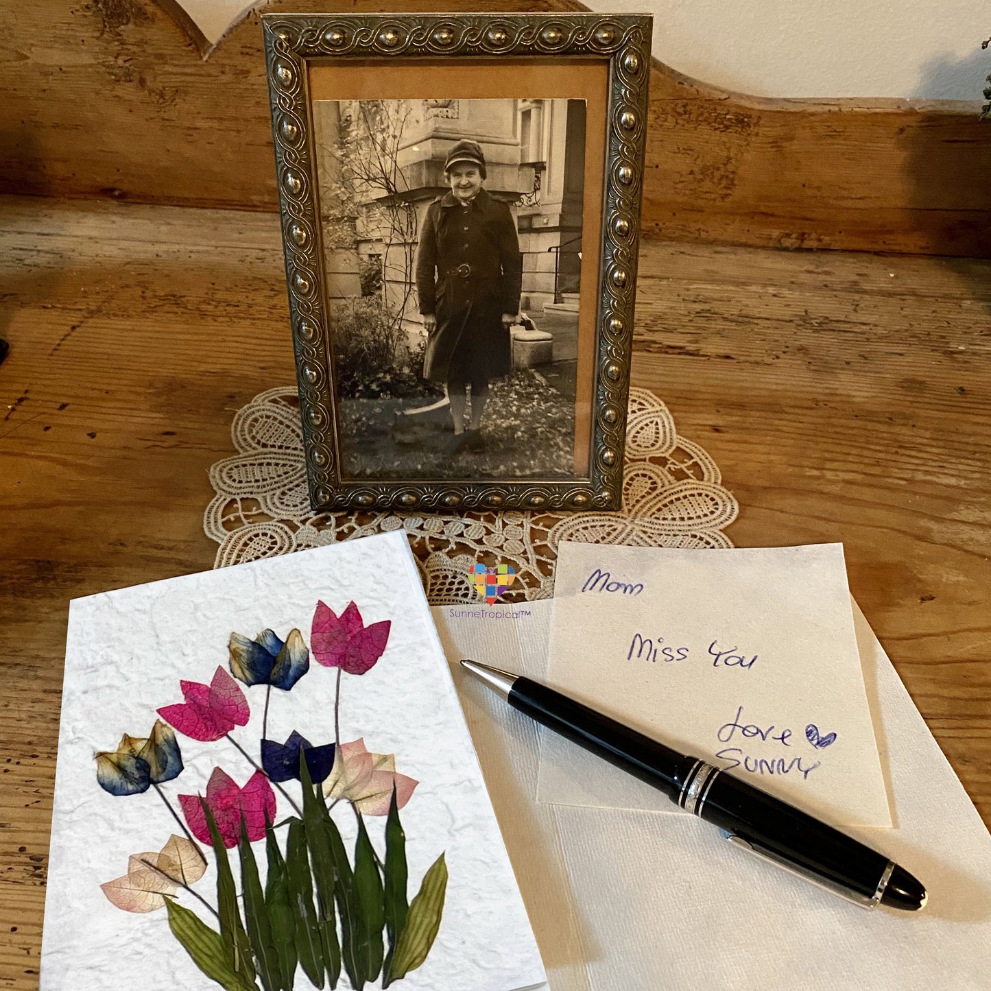 Handmade Mulberry Paper Greeting Card  5x7 Inch Random Pack (3 TULIP Garden)