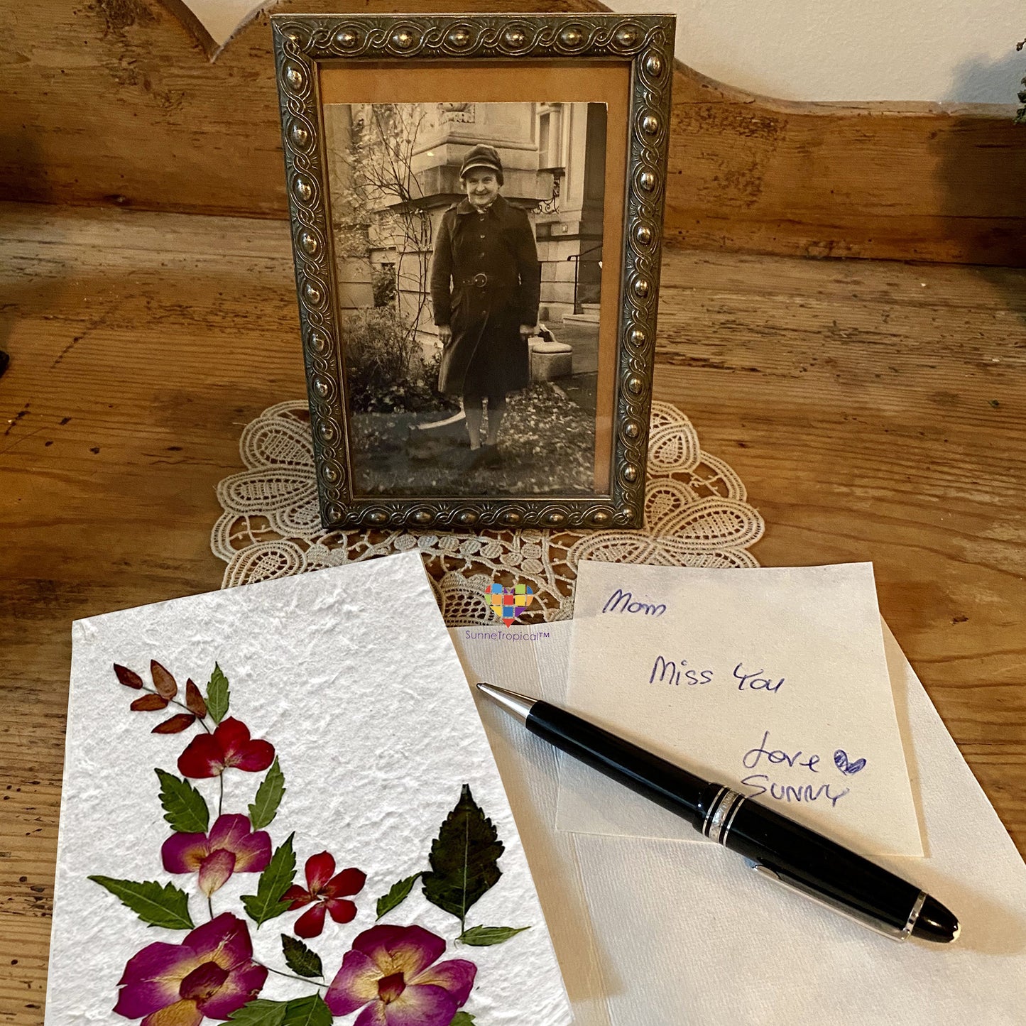 Handmade Mulberry Paper Greeting Card  5x7 Inch Random Pack (3 Rose Petal)