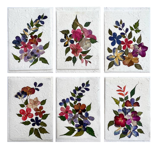 Handmade Mulberry Paper Greeting Card  5x7 Inch Random Pack (3 Classic VINTAGE)