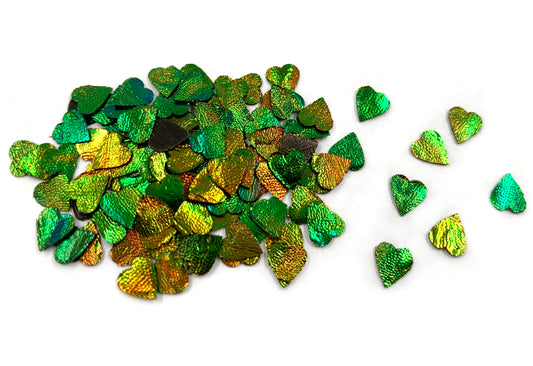 Jewel Beetle Wings UNDRILLED NO-HOLE 100 Pcs Natural Wings - HEART 6 MM