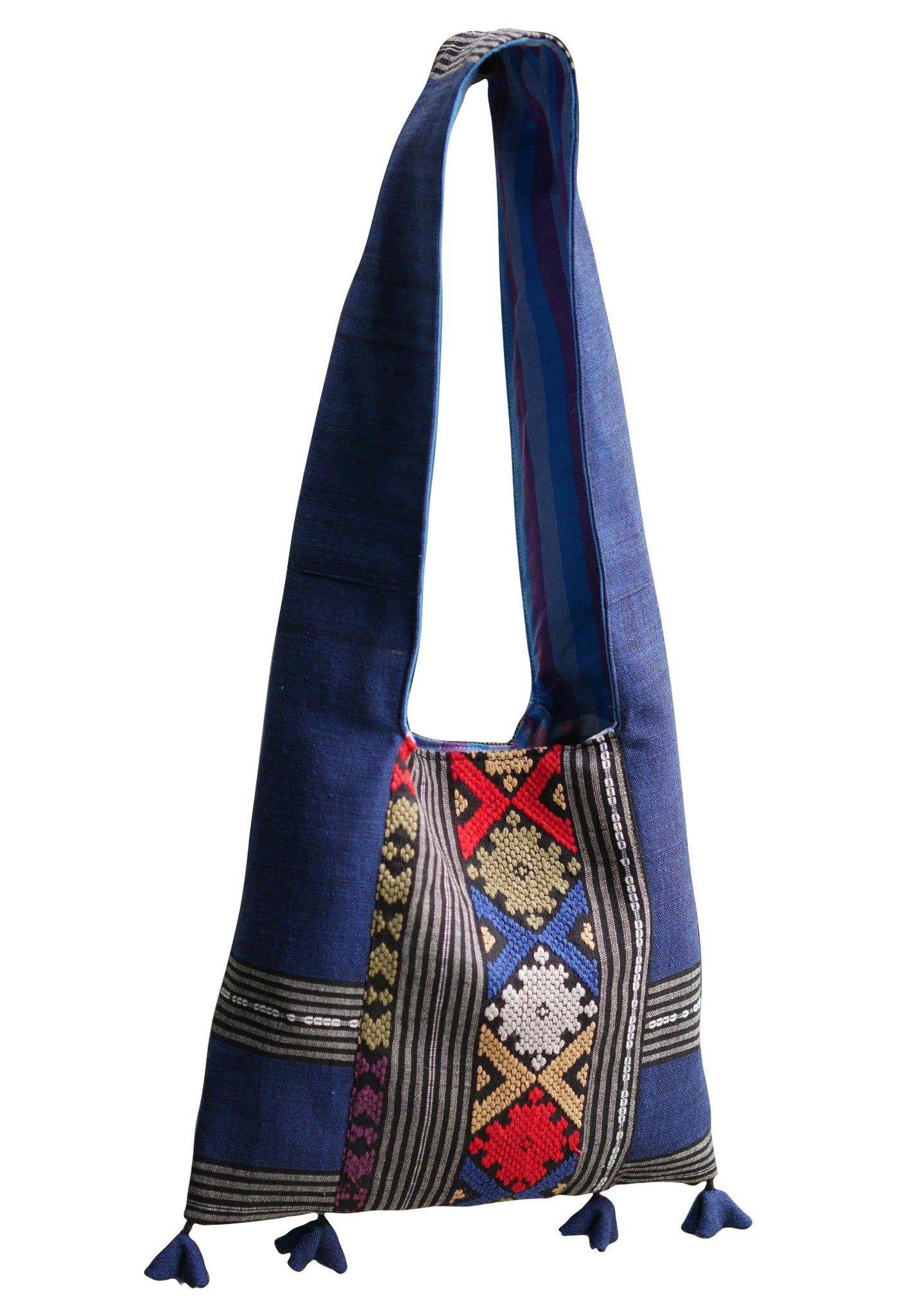 Handwoven Hand-dyed Handmade ETHNICS MINI shoulder bag tote bag Sunne Tropical - NAVY BLUE