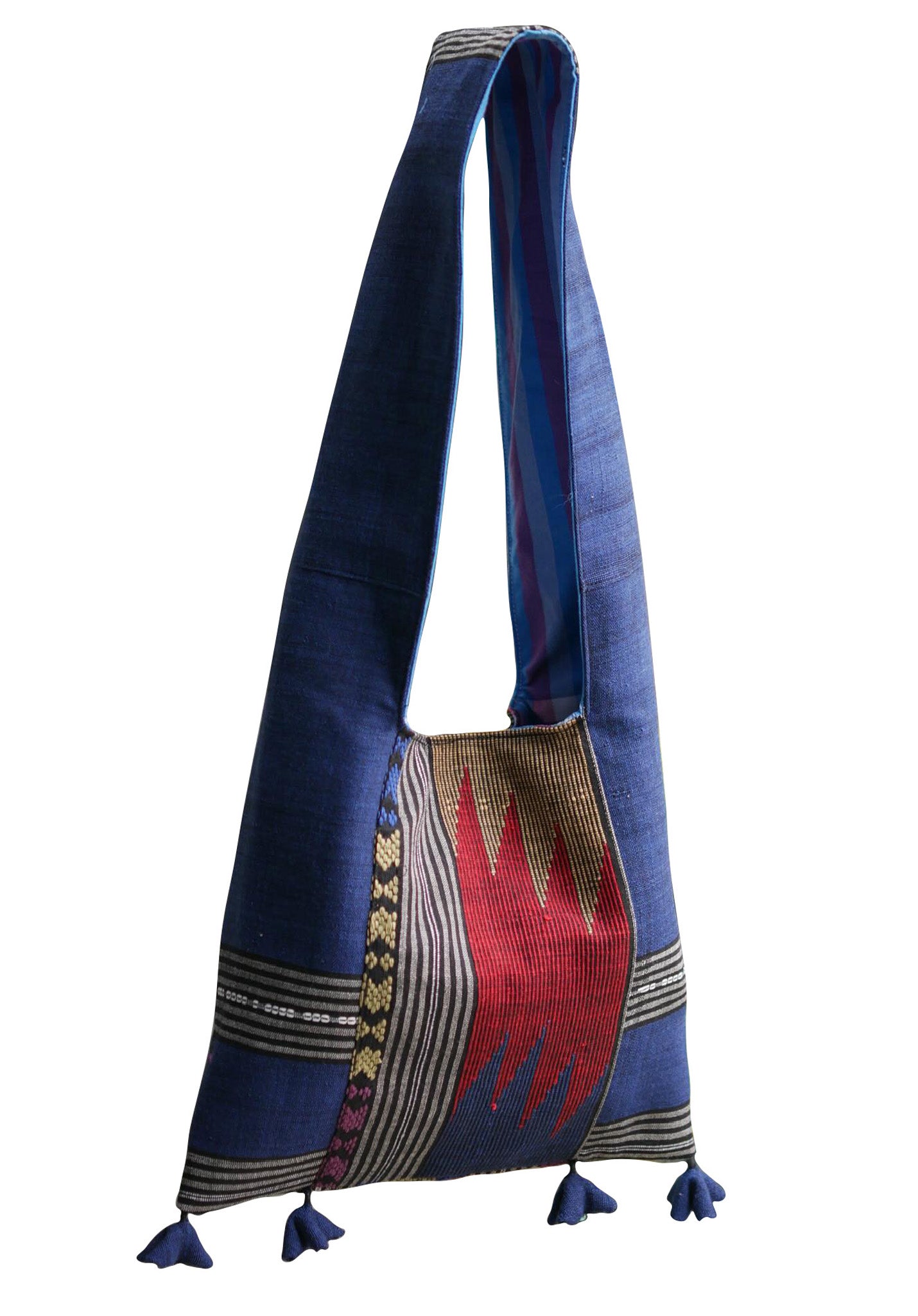 Handwoven Hand-dyed Handmade ETHNICS MINI shoulder bag tote bag Sunne Tropical - NAVY BLUE