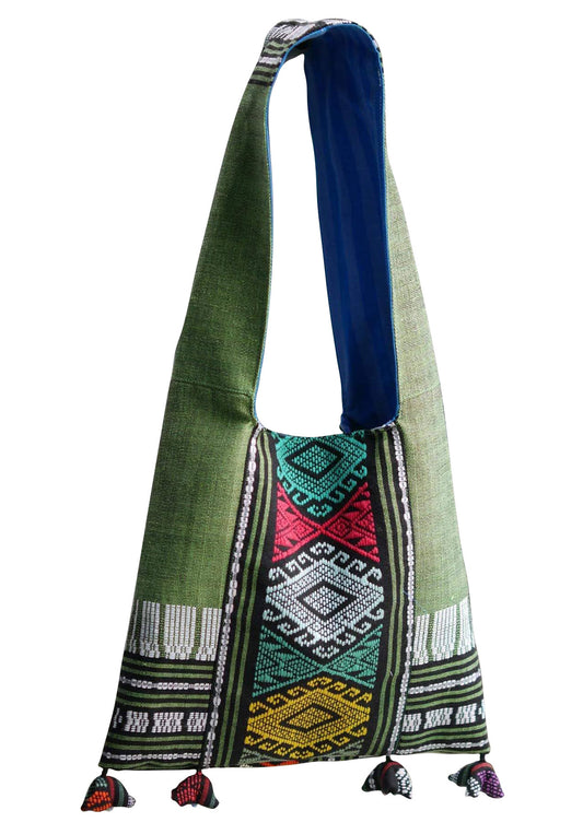 Handwoven Hand-dyed Handmade ETHNICS MINI shoulder bag tote bag Sunne Tropical - GREEN