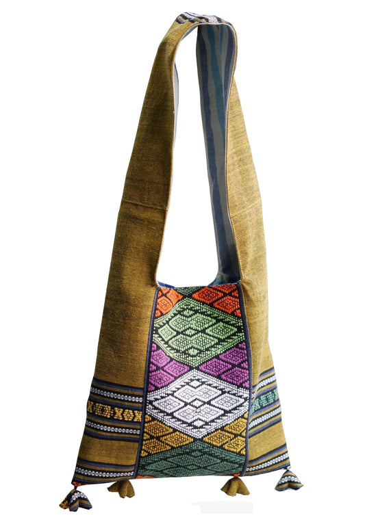 Handwoven Hand-dyed Handmade ETHNICS MINI shoulder bag tote bag Sunne Tropical - YELLOW