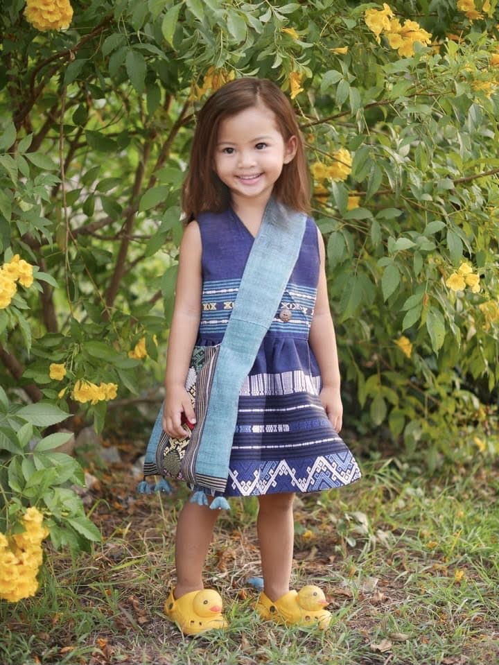 Handwoven Hand-dyed Handmade ETHNICS MINI shoulder bag tote bag Sunne Tropical - NAVY BLUE