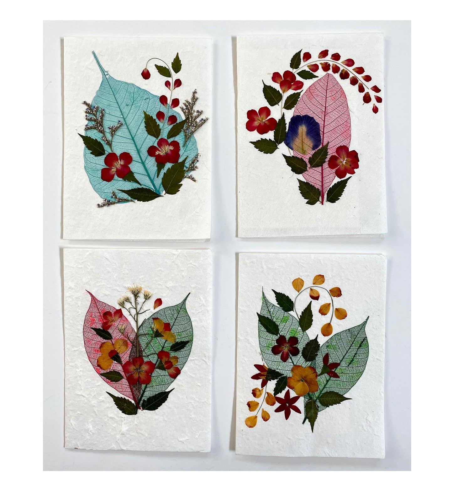 Handmade Mulberry Paper Greeting Card  5x7 Inch Random Pack (3 Bodhi Leaf)